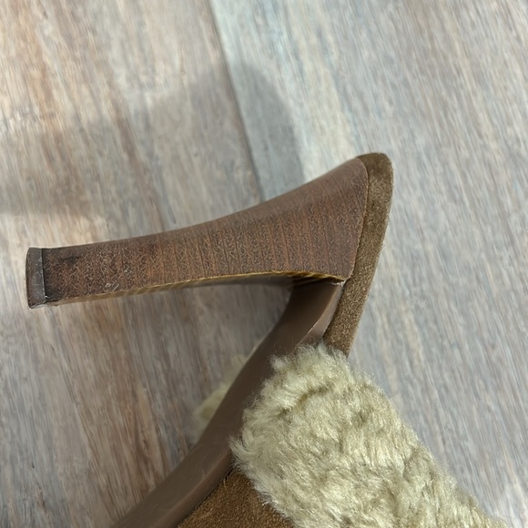 Gianni Bini stowe camel color suede and faux fur clog heel slip on 70’s  8.5 - Picture 10 of 17